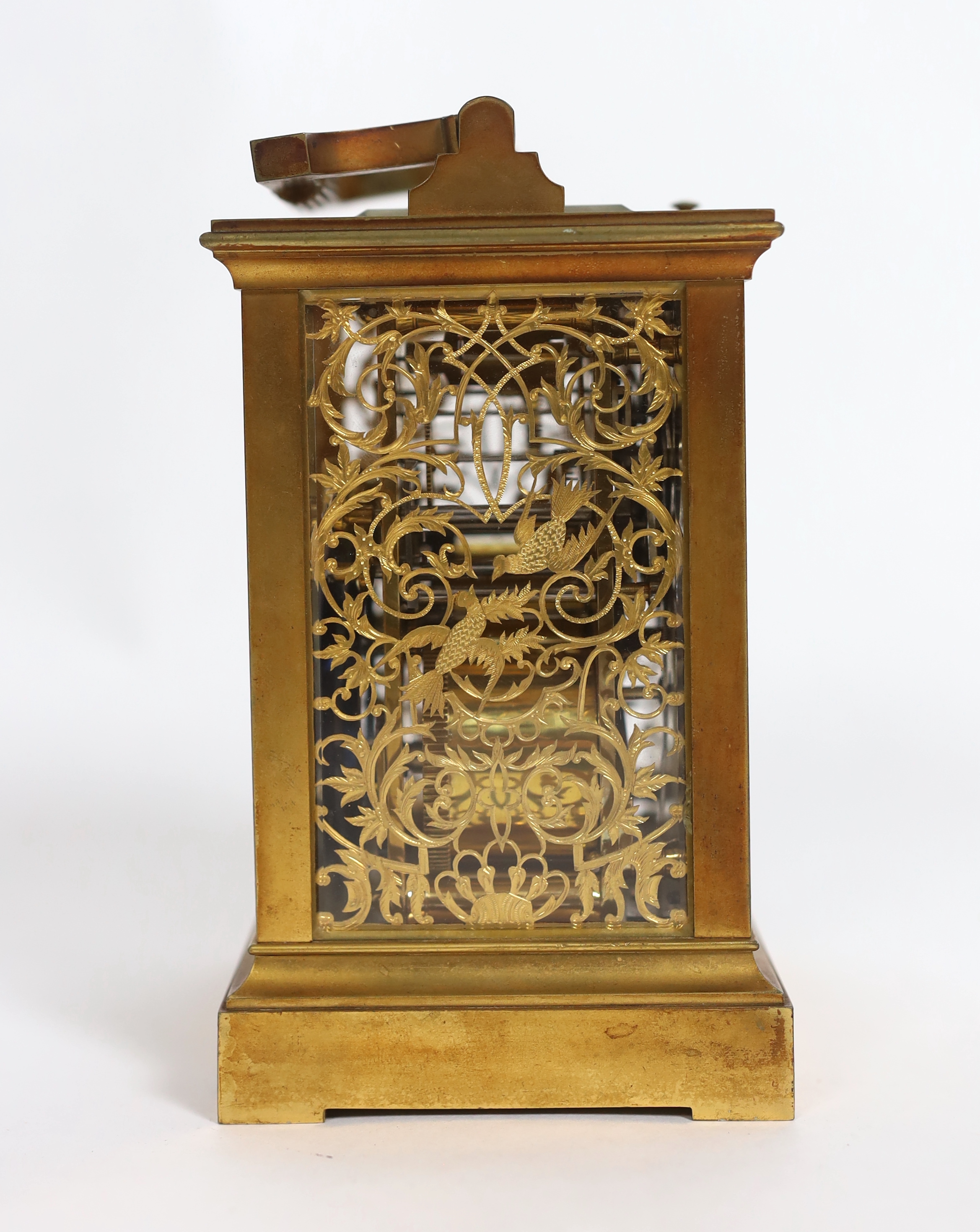 Henri Jacot. A late 19th century French quarter repeating carriage clock, circa 1885